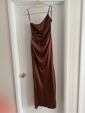 green emerald velvet dress Maisy Cutout High Slit Satin Formal Dress